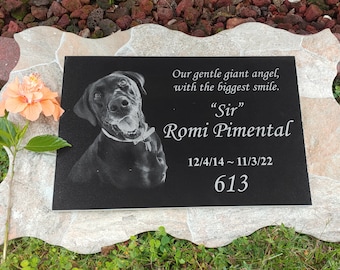 Dog Memorial, pet memorial with your dog/pet picture, graver marker, pet stone, dog headstone, this item ships for FREE within the US