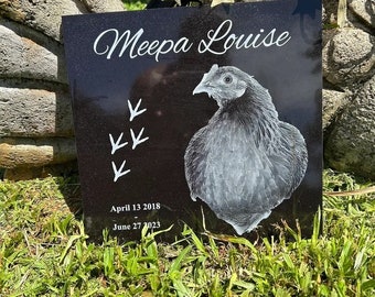 12x6 chicken Tombstone, chicken, roster, bird memorial with your pet picture, graver marker, pet stone, dog headstone