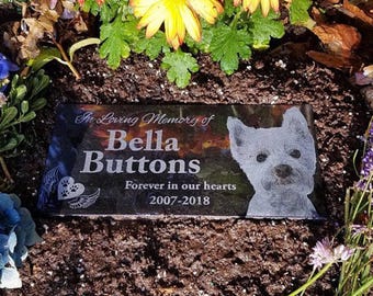 12x6 Personalized Memorial Plaque for pet– Laser Engraved Dog & Cat Tribute Tombstone