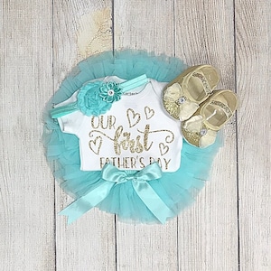 Baby Girl First Father’s Day Outfit - Father’s Day gift - Our First Father’s Day -Father&#39;s Day Photos