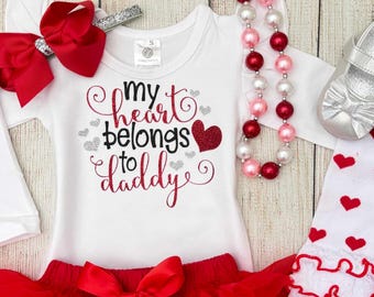 Baby Girl Valentine's Outfit: My Heart Belongs To Daddy, Tutu Bloomers