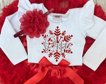 Soft Lace Winter Onederland First Birthday Outfit in Red - Snowflake 1st Birthday Outfit - Cake Smash - Birthday Photos