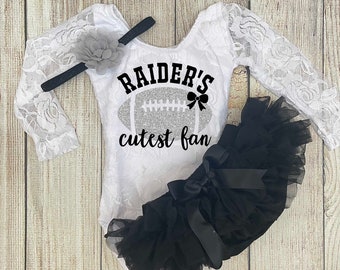 Baby Girl Football Outfit - Raiders Cutest Fan Outfit - Las Vegas Raiders Football with Daddy Outfit