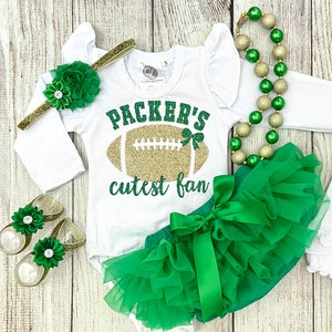 Baby Girl Football Outfit - Packers Cutest Fan Outfit - Football with Daddy Outfit