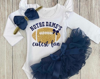 Baby Girl Football Outfit - Notre Dame Cutest Fan Outfit - Flighting Irish Fan - Football with Daddy Outfit