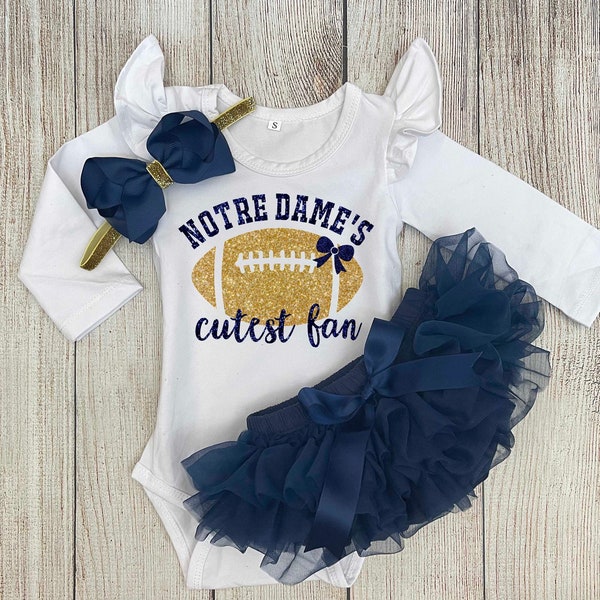 Baby Girl Football Outfit - Notre Dame Cutest Fan Outfit - Flighting Irish Fan - Football with Daddy Outfit
