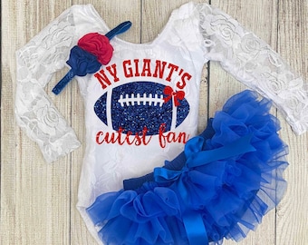 Baby Girl Football Outfit - NY Giants Cutest Fan Outfit - New York Giants - NY Giants Football with Daddy Outfit