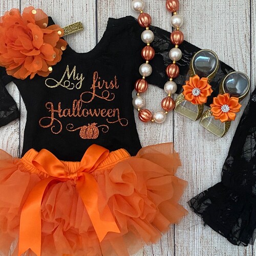 My First Halloween Baby Girl Outfit Holiday Baby Outfit Fall | Etsy