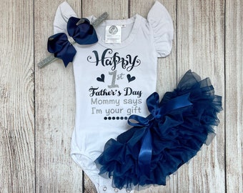 Baby Girl Father’s Day Outfit - Happy 1st Father’s Day - Father’s Day gift outfit - Father's Day Photos