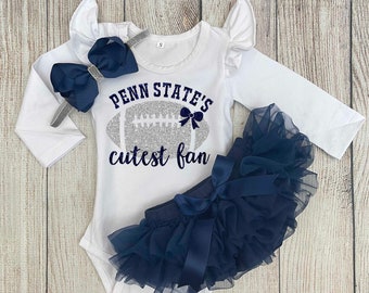 Baby Girl Football Outfit - Penn State's Cutest Fan Outfit - Football with Daddy Outfit