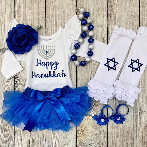 Baby Girl Hanukkah Outfit - Happy Hanukkah - My First Hanukkah - Menorah