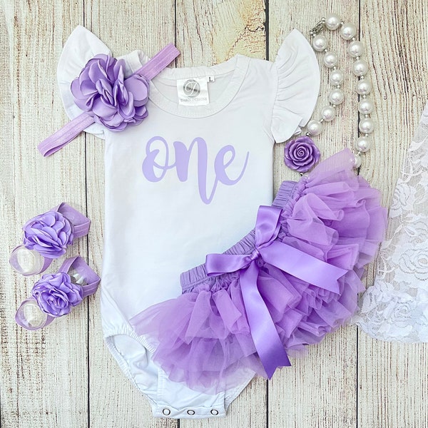 Baby Girl First Birthday Outfit in Lavender - Light Purple 1st Birthday Outfit - Cake Smash - Birthday Photos