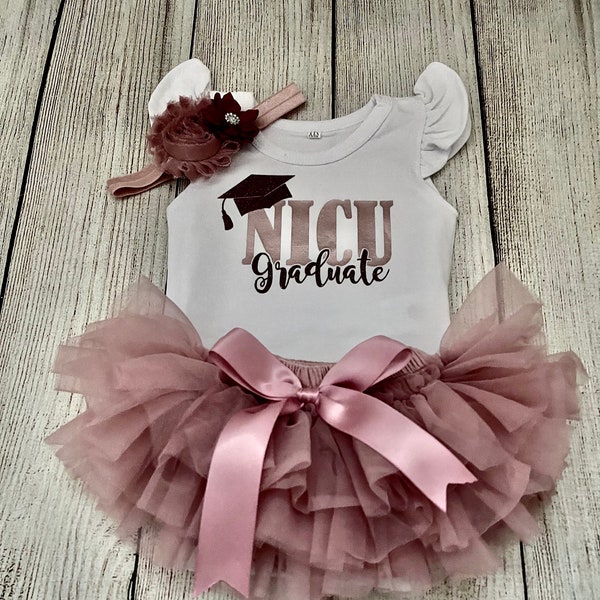 Baby Girl NICU Graduate Outfit - Preemie baby - NICU Outfit - Rose Gold Tutu Bloomers - Newborn Photos- Premie Baby Coming Home Outfit