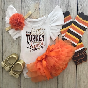 Baby Girl Thanksgiving Outfit - Toddler Thanksgiving - This Little Turkey Is So Loved Outfit - Thanksgiving Onesie - Tutu Bloomers
