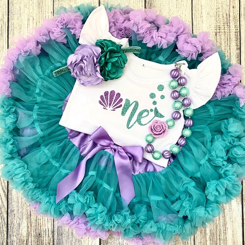 Mermaid First Birthday Outfit Girls Mermaid 1st Birthday Etsy
