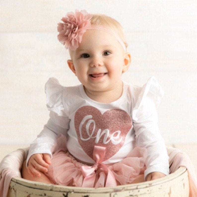 Baby Girl First Birthday Outfit in Rose Gold Vintage Pink Etsy