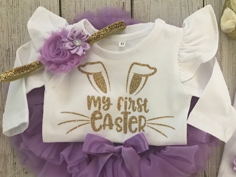 Baby Girl Easter Outfit with Lavender Tutu bloomers Easter Egg Hunt Outfit My First Easter Outfit Easter Pictures