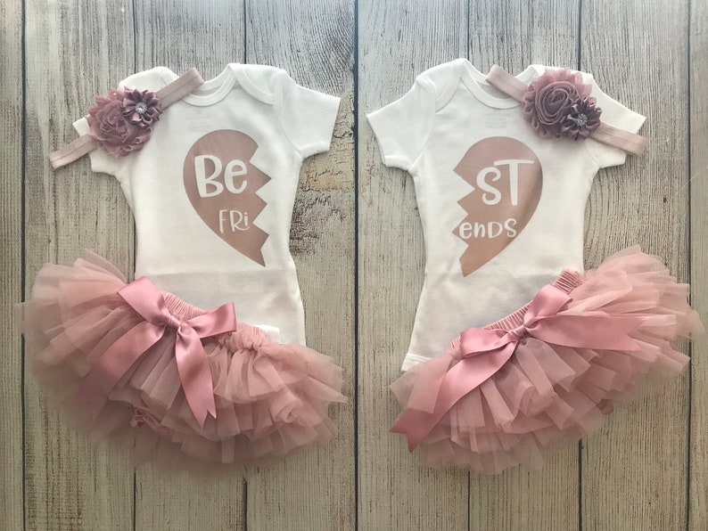Twin Girl Outfits Rose Gold Twin Girl Best Friends Etsy