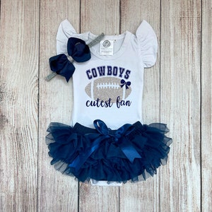 Baby Girl Football Outfit Cowboys Cutest Fan Outfit Football with Daddy Outfit image 2