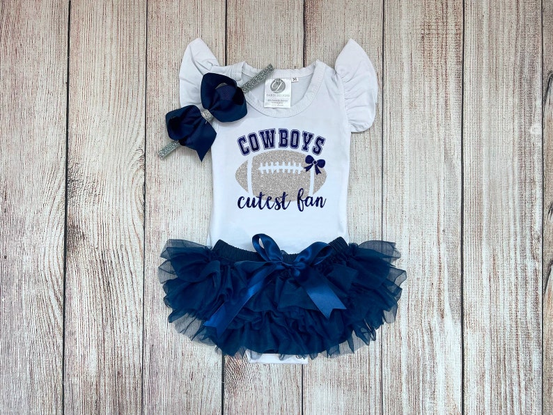 Baby Girl Football Outfit Cowboys Cutest Fan Outfit Football with Daddy Outfit image 2