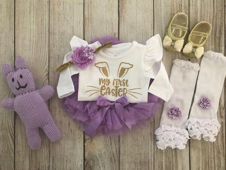 Baby Girl Easter Outfit with Lavender Tutu bloomers Easter Egg Hunt Outfit My First Easter Outfit Easter Pictures