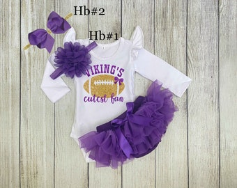 Baby Girl Football Outfit - Vikings Cutest Fan Outfit - Football with Daddy Outfit