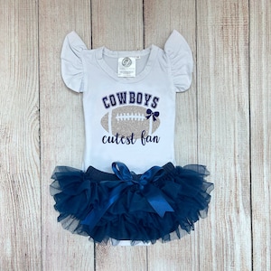 Baby Girl Football Outfit Cowboys Cutest Fan Outfit Football with Daddy Outfit image 3