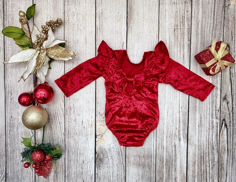 Velvet Bow Back Bodysuit Baby Girl Christmas Outfit in Etsy