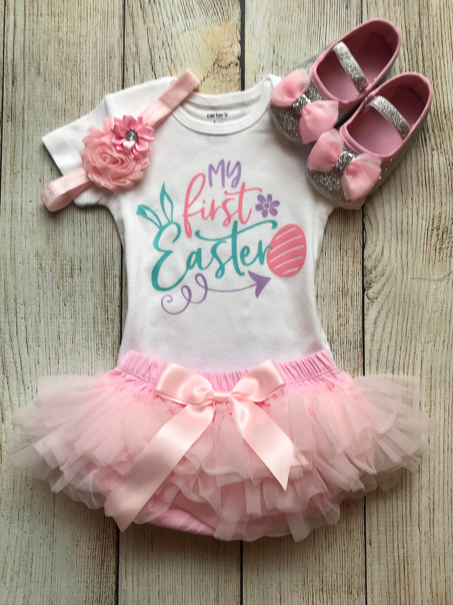 Baby Girl Easter Outfit Infant My 1st Easter Bunny Bell Bottom