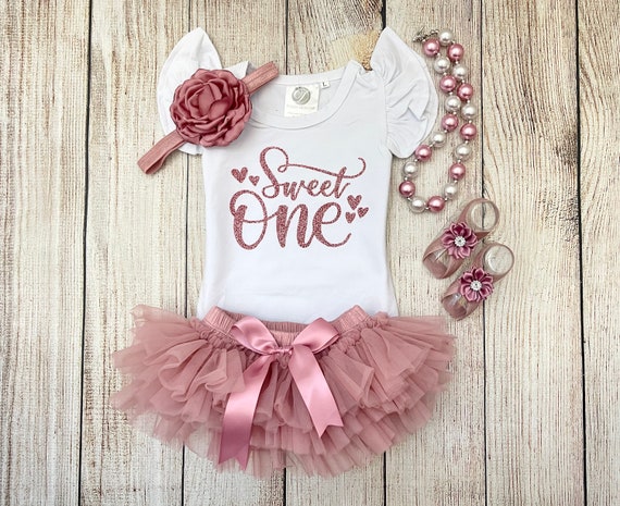 Sweet One First Birthday Outfit en oro rosa Baby Girl - Etsy España