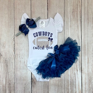 Baby Girl Football Outfit Cowboys Cutest Fan Outfit Football with Daddy Outfit image 1