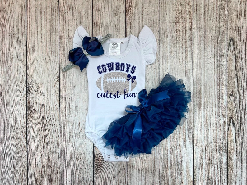 Baby Girl Football Outfit Cowboys Cutest Fan Outfit Football with Daddy Outfit image 1