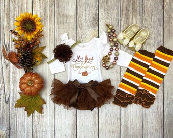 Baby Girl My First Thanksgiving Outfit: Tutu and Bow