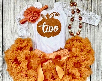 Pumpkin Second Birthday Outfit in Lace - Fall Birthday - Halloween Birthday - 2nd Birthday Pumpkin Theme - 1st 2nd 3rd Birthday Photos