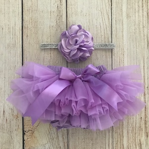 Baby Girl Tutu Bloomers & Headband in Lavender - Lilac Tutu - Newborn Photos - Cake Smash Set - Baby Shower Gift - Diaper Cover