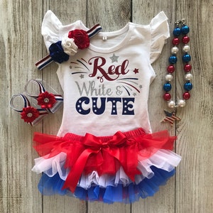 Baby Girl Patriotic Baby Outfit - Red White and Cute - 4th of July Outfit - Independence Day