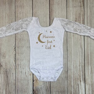 Personalized first Eid Personalized first Ramadan Lace bodysuit Only