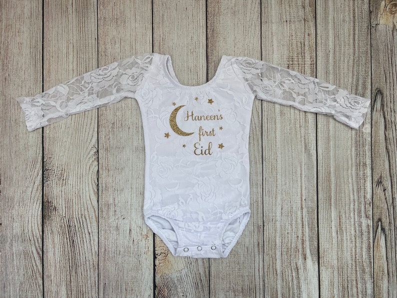Personalized first Eid Personalized first Ramadan Lace bodysuit Only