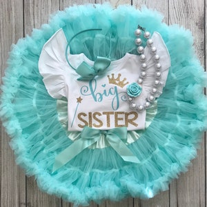 Little Sister Middle Sister Big Sister Outfits in Aqua & Gold - Matching Sister Outfits - Big Sister Little Sister Outfits - Sibling Outfits