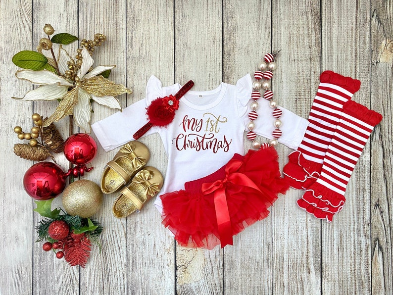 Baby Girl First Christmas Outfit My First Christmas Red & Etsy