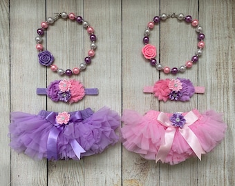 Twins Baby Girl Tutu Bloomers set in pink and purple - Cake Smash Set - Baby Shower Gift - Diaper Cover