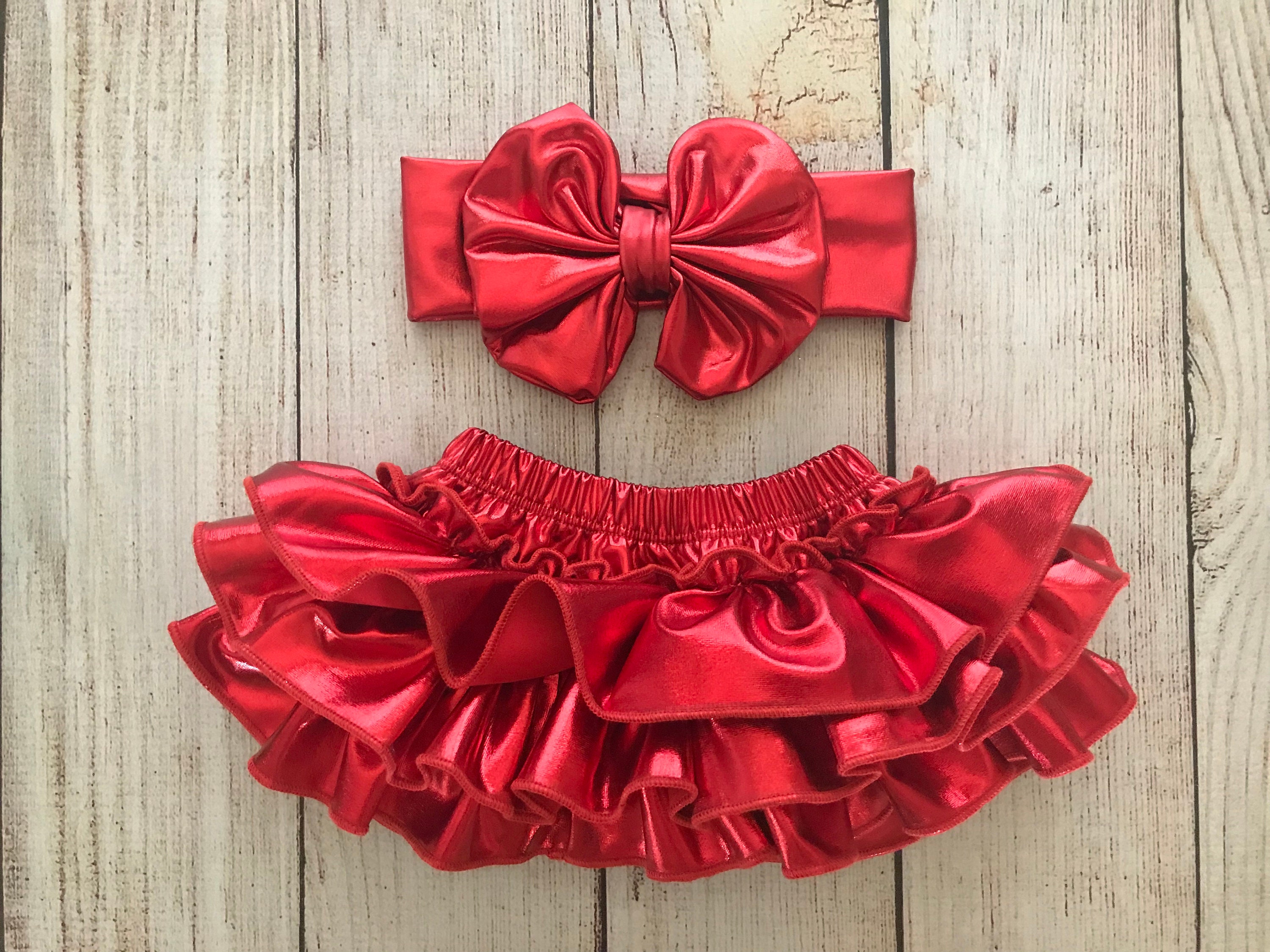 Baby Girl Red Tutu Bloomers - Valentine’s Day - Metallic Red - Newborn Photo Set - Valentines Day Photos - Baby Shower Gift - Diaper Cover