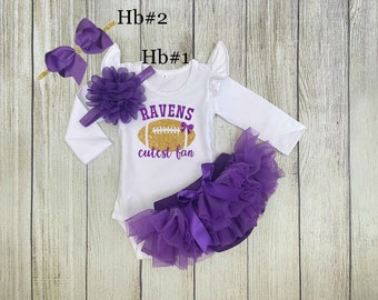 Baby Girl Football Outfit - Ravens Cutest Fan Outfit - Baltimore Ravens Football with Daddy Outfit