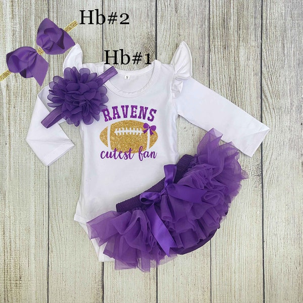 Baby Girl Football Outfit - Ravens Cutest Fan Outfit - Baltimore Ravens Football with Daddy Outfit