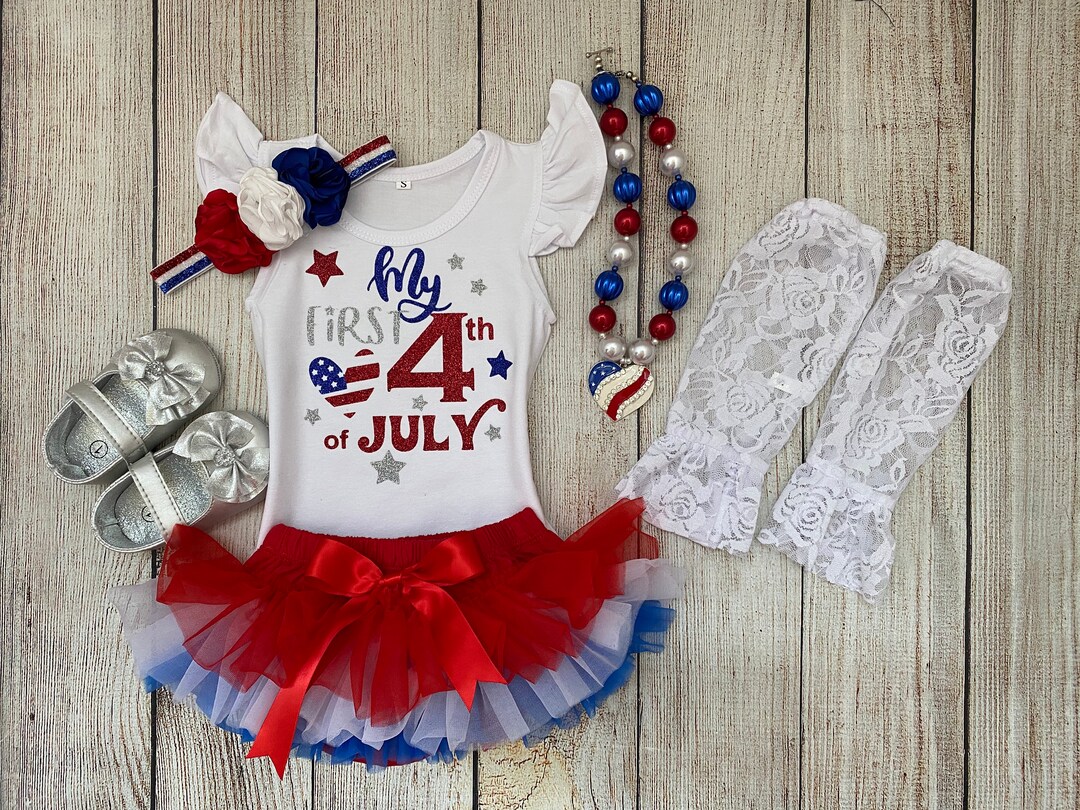 Baby Girl My First 4th of July Outfit 4th of July Outfit in Red White and Blue Independence Day Tutu Bloomers Etsy