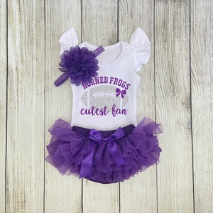 Baby Girl Football Outfit Horned Frogs Cutest Fan Outfit TCU Football with Daddy Outfit image 4