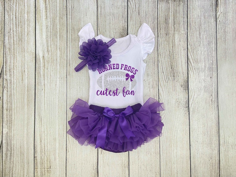 Baby Girl Football Outfit Horned Frogs Cutest Fan Outfit TCU Football with Daddy Outfit image 4