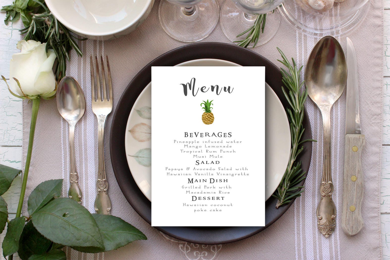 Printable Hawaii Luau theme Customizable Menu Card 4x9 or 5x7 | Etsy