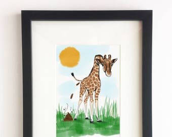 Giraffe Illustration -  Poo Collection (Home Decor, Wall Art, Africa, Animals, Poop, Illustration, Instant Decor, DIY Art, Handmade)