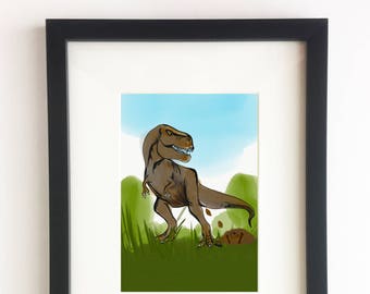 T-Rex / tyrannosaurus rex - (Dino Print, T-Rex Art, Digital Print, Instant Art, Bedroom Art, Bathroom Art, Illustration)